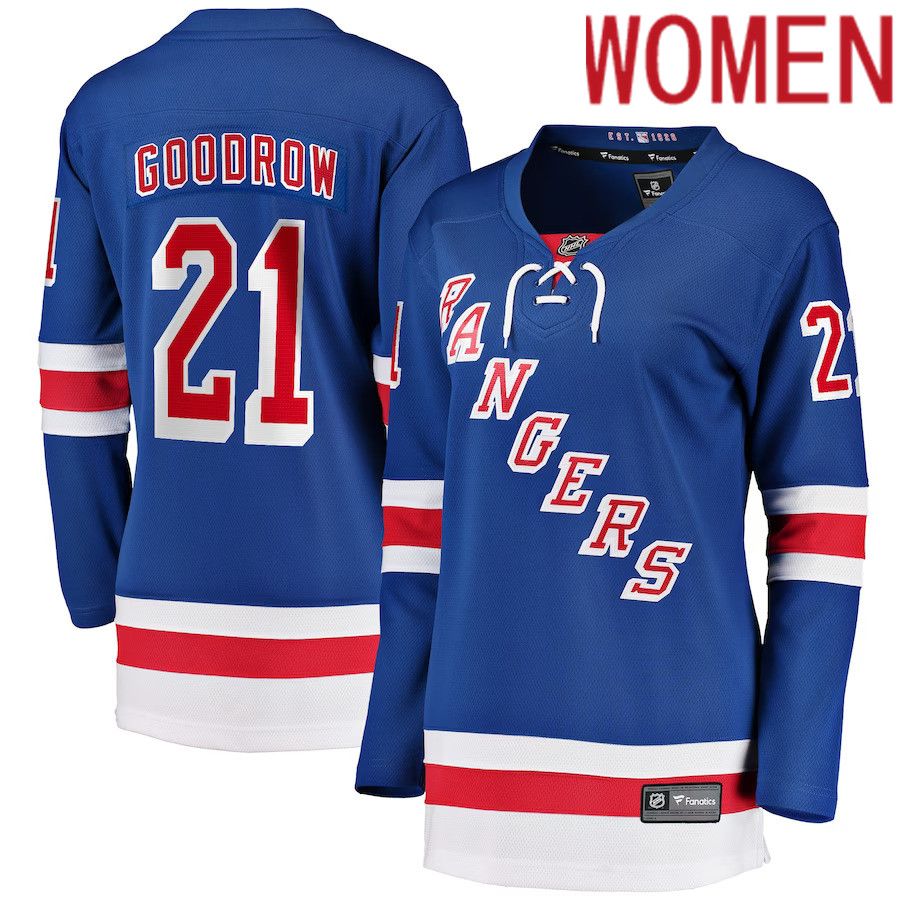 Women New York Rangers 21 Barclay Goodrow Fanatics Branded Blue Home Breakaway Player NHL Jersey